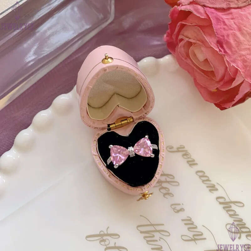 2024 Spring Summer Cute Pink Bow Butterfly Rings for Women Girls Sweet Bowknot Charm Crystal CZ Zircon Diamond Luxury Designer Chinese Nail Finger Rin