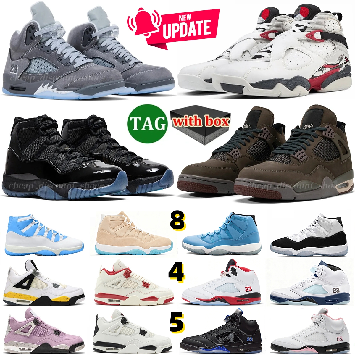 4s 5s 8s 11s Designer shoes Basketball shoes 11 gamma Blue 4 Dark Mocha black cat 5 wolf grey black metallic 8 Bugs Bunny shoes men trainers sneakers with box 36-47