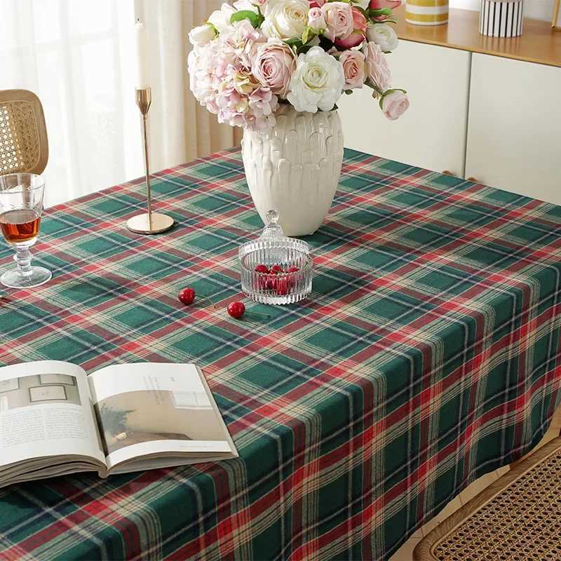 Christmas Plaid Tablecloth Xmas Party Red Green Rectangle Table Cloth Vintage Dining Table Cover For Home Living Room Decoration H251211