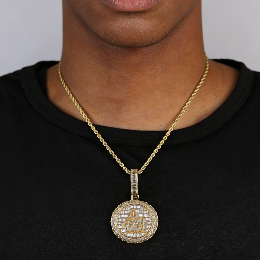 New Iced Out Bling Muslims Allah Pendant Necklace Silver Color Pave Zircon CZ Letter Charm Bling Men Hip Hop Jewelry