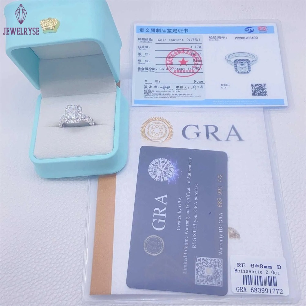 Vintage Boutique 2CT Radiant Diamond 10k white Solid Gold Moissanite Engagement Ring Wedding Bridal Jewelry