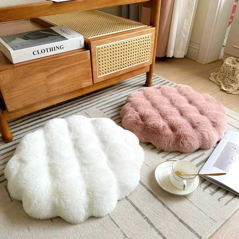 Faux Rabbit Fur Futon Cushion Round Plush Chair Cover Cushion Soft Japanese-style Tatami Mat Memory Foam Meditation Seat Pad H251211