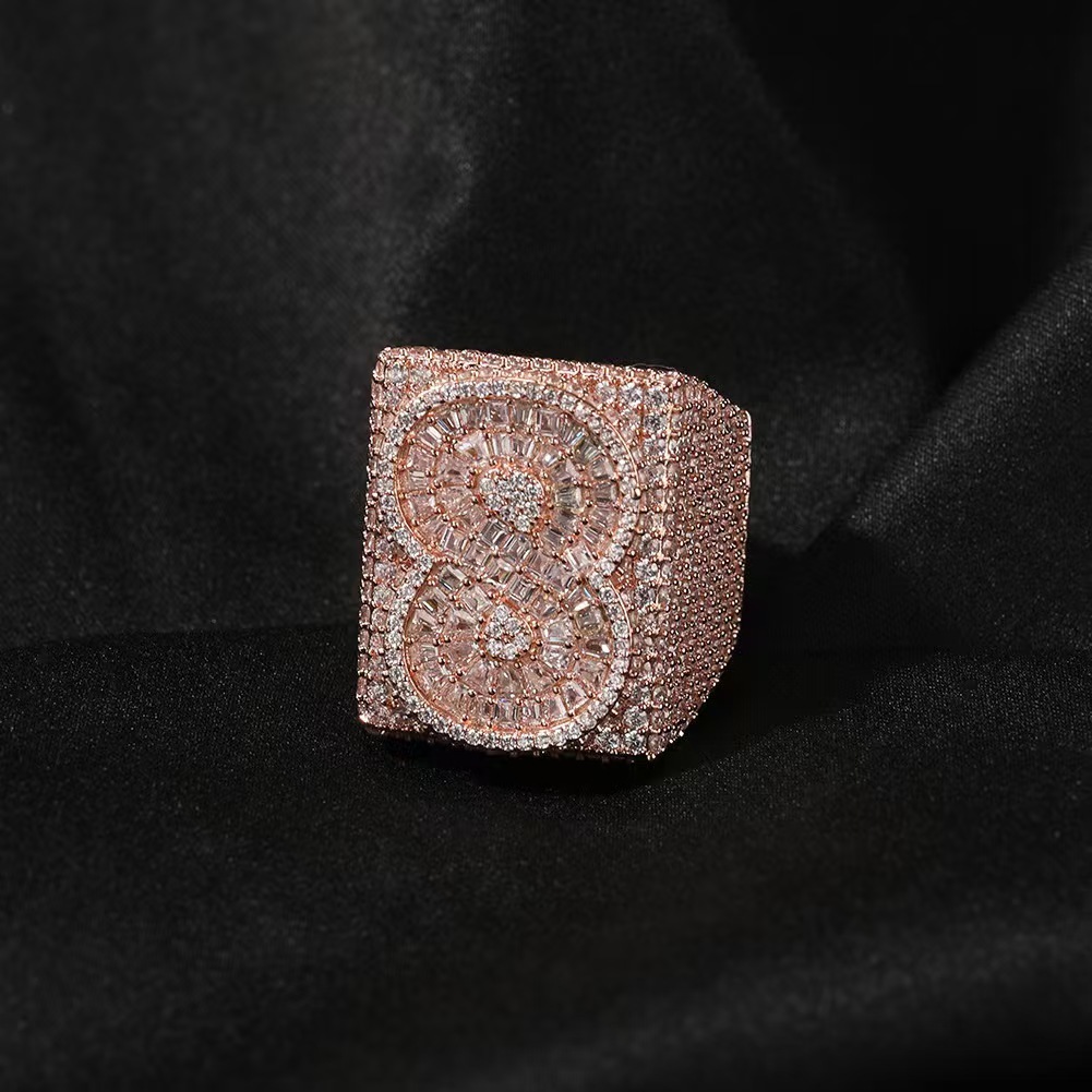 Custom Made 925 Sterling Silver Iced Out A-Z Initial VVS1 Baguette Moissanite Diamond Pinky Rings for Man