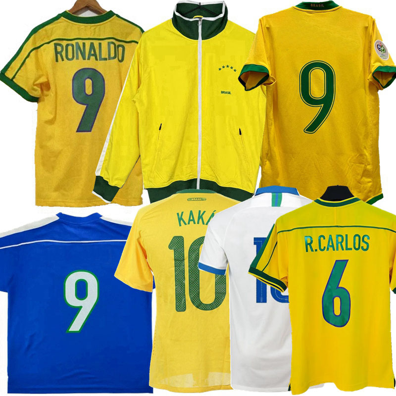 Retro classic PELE soccer jerseys Brazil 1960 1970 1991 92 93 94 97 98 2000 02 04 06 2010 14 18 RIVALDO RONALDINHO R.CARLOS KAKA RONALDO football National MEN KIDS shirts