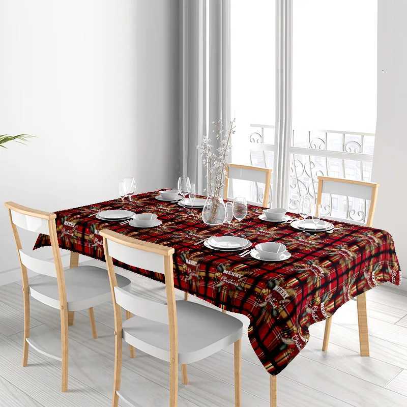 Waterproof Tablecloth Christmas Plaid Table Cover Holiday Dinner Party Decor Festive Red Green Table Topper Rectangle Tablecloth H251211