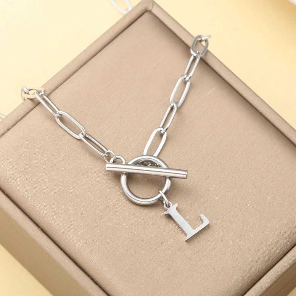 Initial Letter Silver Color Simplicity Quality Stainless Steel Jewelry Necklace for Women Pendant Necklaces Womens Trend 2025 M251211