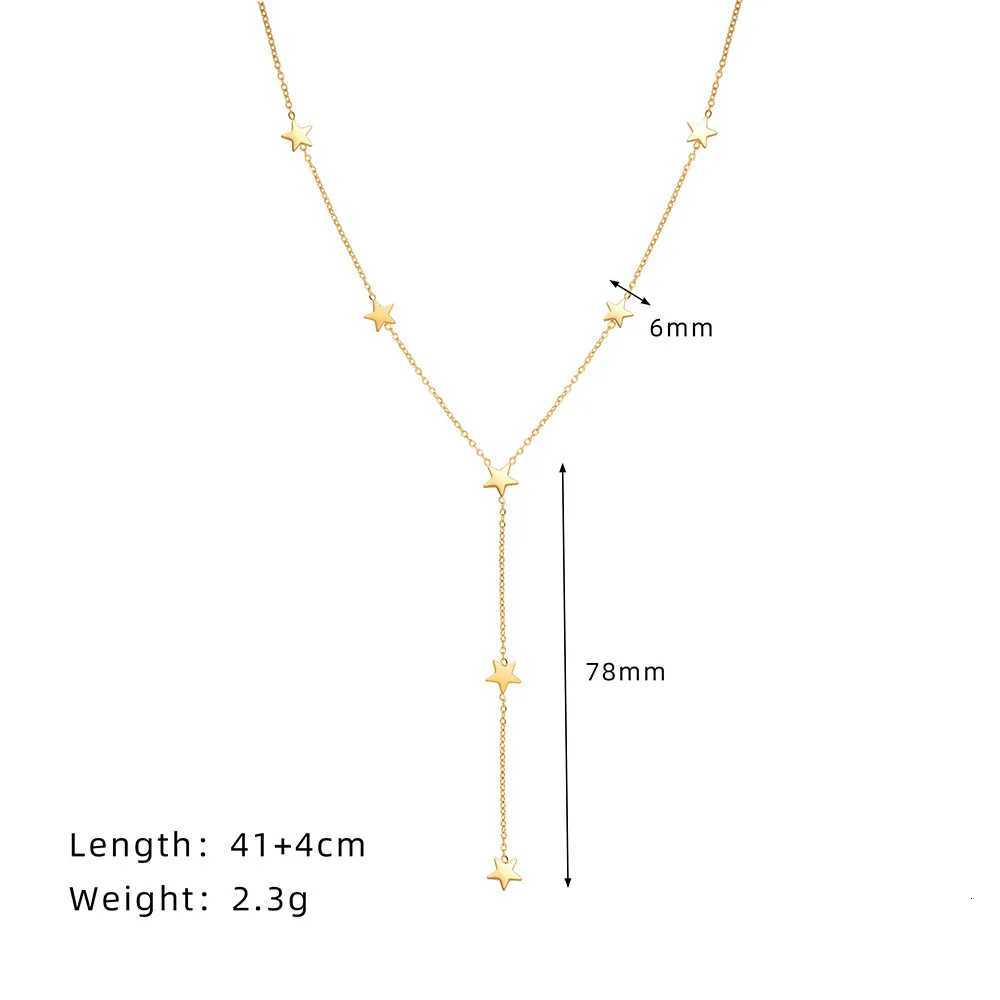 Stainless Steel Tassel Y-shaped Star Chain Necklace 18K PVD Plated Exquisite Jewelry Accessories Gift M251211