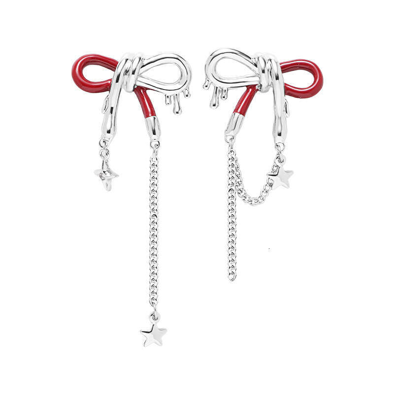 DHcollections Light Luxury High-End Simple Versatile Bowknot Four-Pointed Star Tassel Women's Niche Design Earrings Pendants Ear Jewelry Wholesal