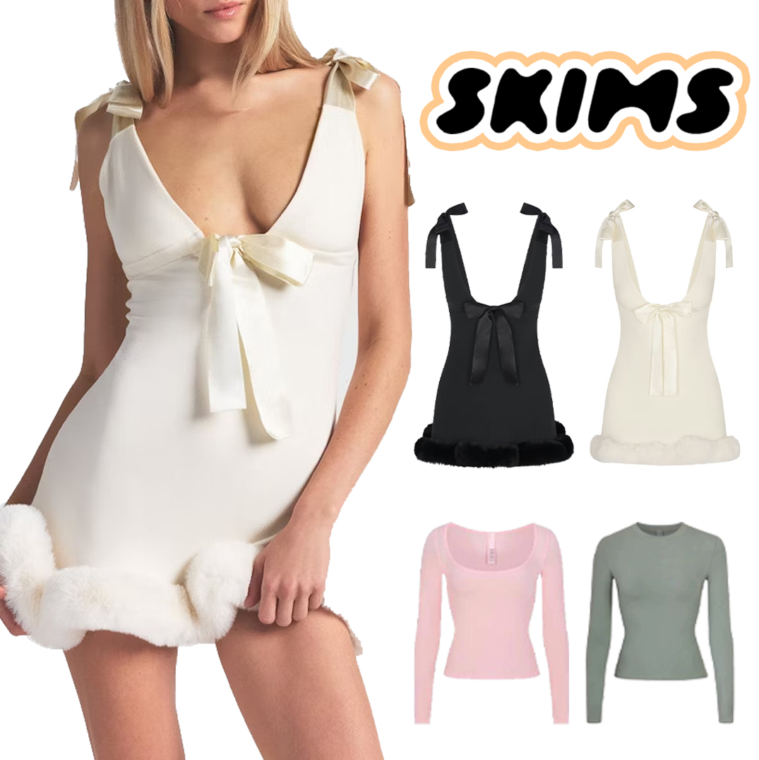 Skims Women set Sling Dress Slim Fit Tops Short sleeves long sleeves vest Skin Friendly Fabric Casual Party Daily Office Wardrobe Staples