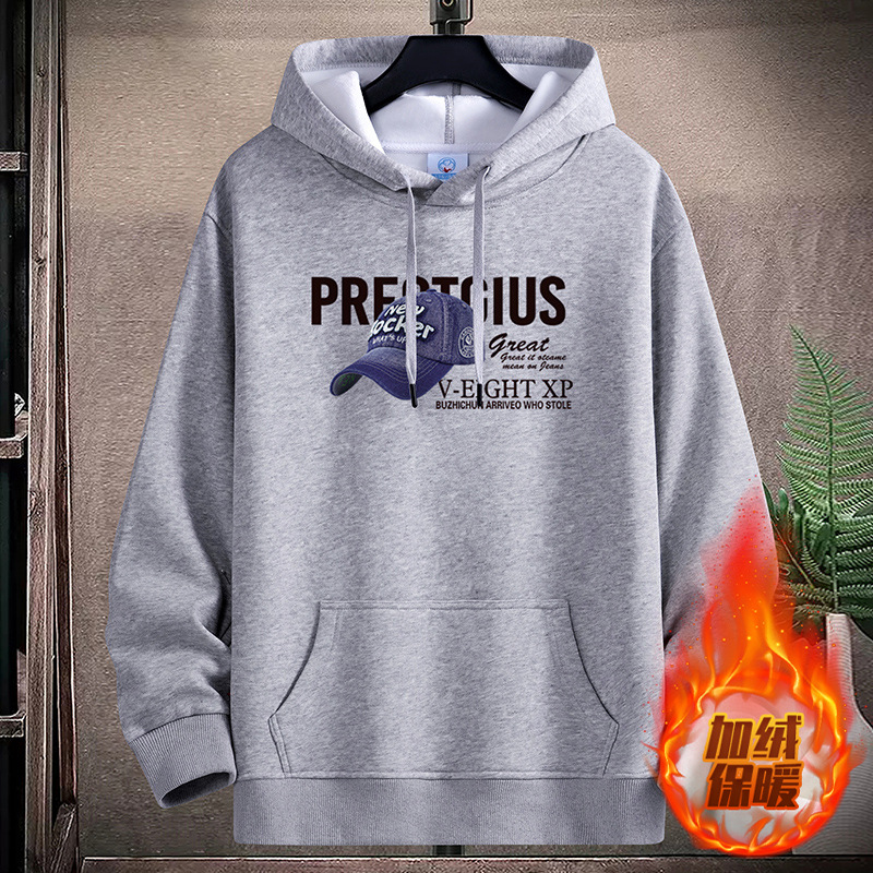 Men's Teenager Fleece-Lined & Thickened Hoodie: Korean Trendy Style, Autumn/Winter, for Junior & Senior High School Students, Loose Oversized Out