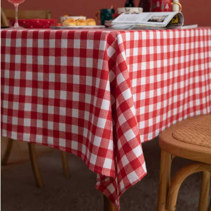 Red Green Plaid Table Cloth Cotton Christmas Party Rectangle Tablecloth Dining Table Cover For Picnic BBQ Home Decor Mantel Mesa H251211