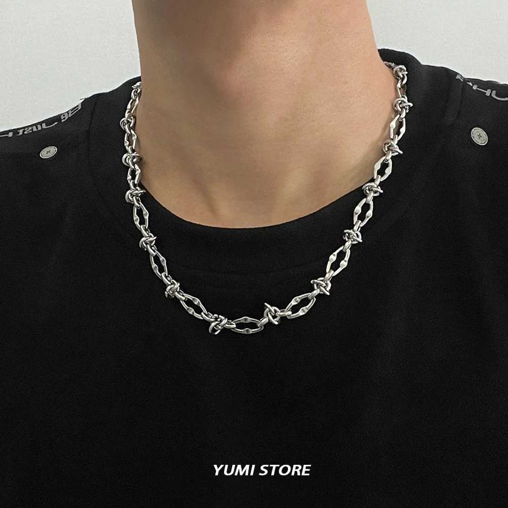 Hip Hop Titanium Steel Geometric Necklace For Man Woman No Fade Punk Irregular Sweater Chain Choker Luxury Jewelry Wholesale M251211