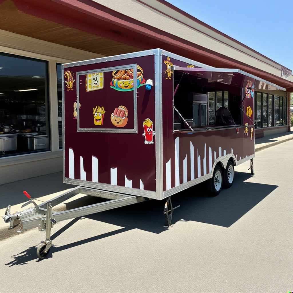 BBQ Food Trailer Mobile Food Van Concession Cart Catering Truck with Full Kitchen Workbench for Street Food Catering Business