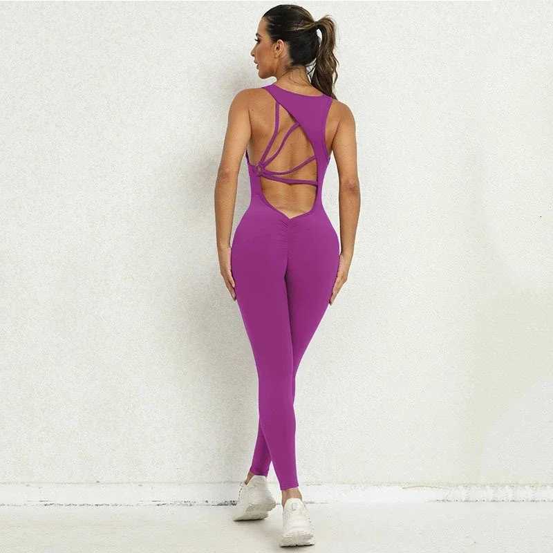 Seamless Yoga Jumpsuits Sports Fitness One-Piece Yoga Sleeveless Workout Clothes Running Sportswear Tight Training TracksuitsT251211