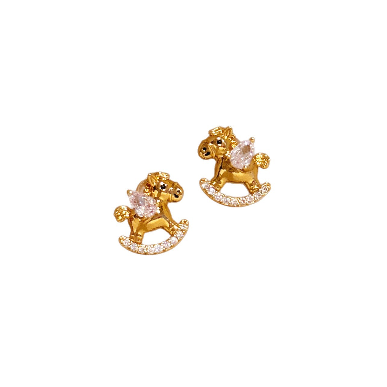 Real Gold Plated Silver Needle Zircon Pony New Chinese Style Niche Zodiac Year Light Luxury High-end Earrings for Women
