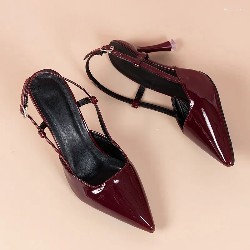 Women's Sandals Design Pointy Toe High Heels Pumps Fashion Thin Heel Sexy Elegant Patent Leather Party Dress Shoes