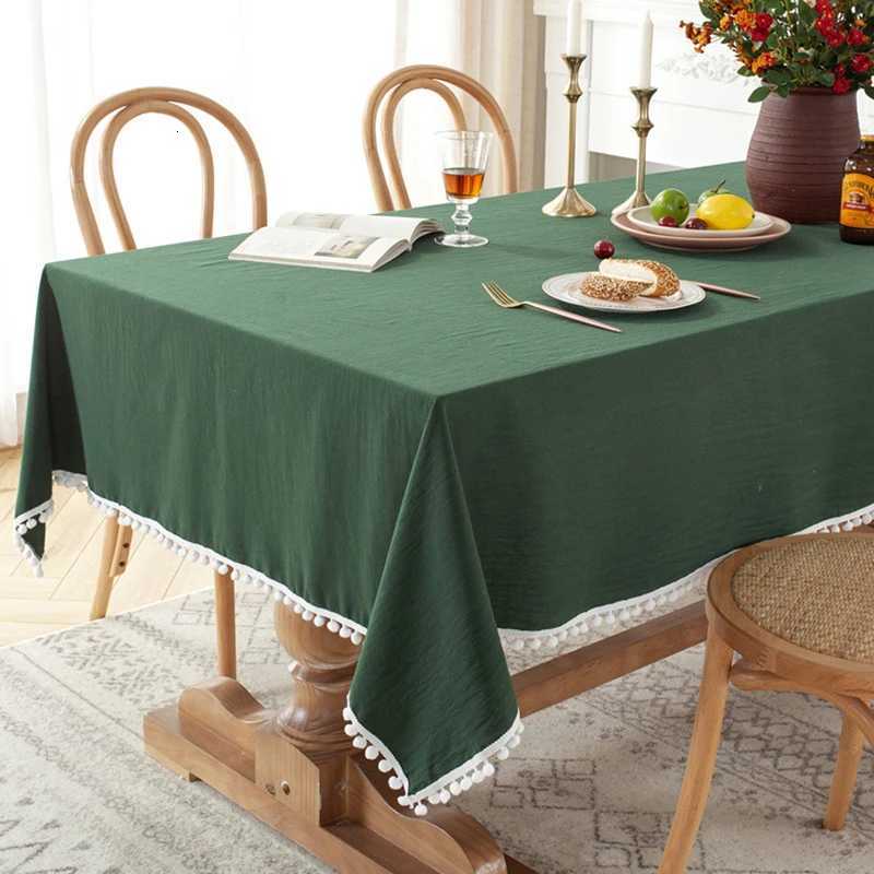 Cotton Fabric Tablecloth Tassels Stitching Washable Table Cloth for Wedding Party Dining Banquet Decoratio Christmas Table Cover H251211