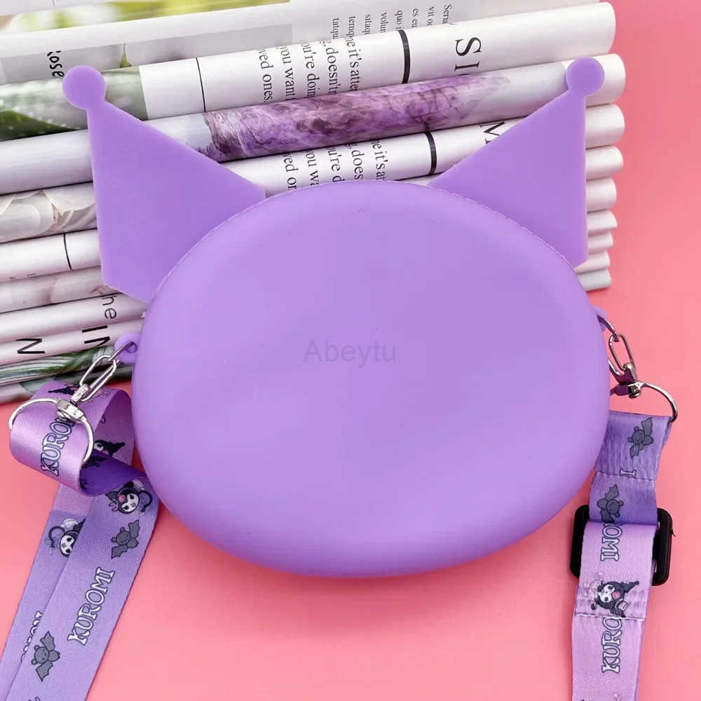 Sanrio MINISO Bag Kawaii Kuromi Silicone Shoulder Bag Waterproof Coin Purse Cartoon Doll Crossbody Bag for Kid Birthday H251211