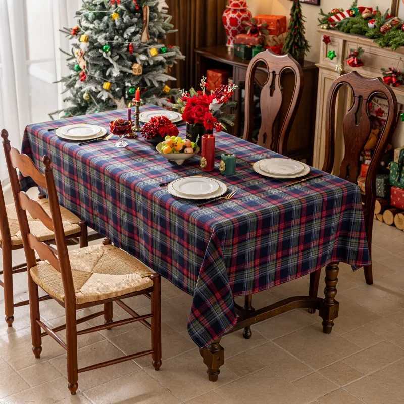 Green Plaid Christmas Tablecloth Tartan Table Cloth Decorations Winter Holiday Tablecloths for Rectangle Tables Parties Dining H251211