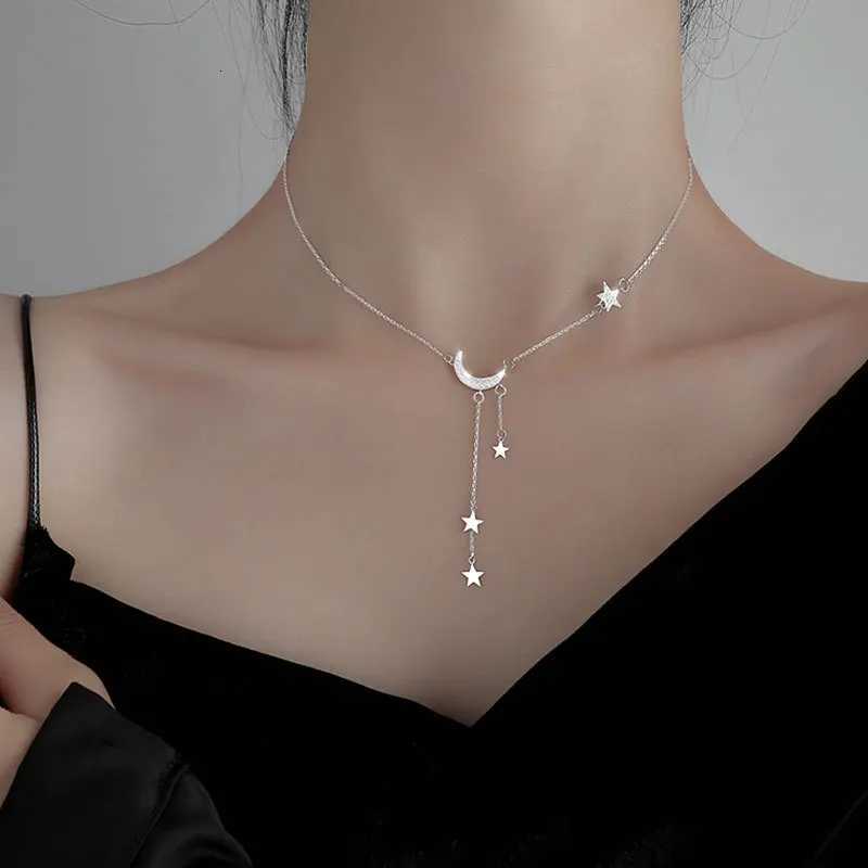 Exquisite Bling Silver Color Tassel Star Moon Necklace For Women Clavicle Chain Woman Jewelry Birthday Gift Accessories M251211