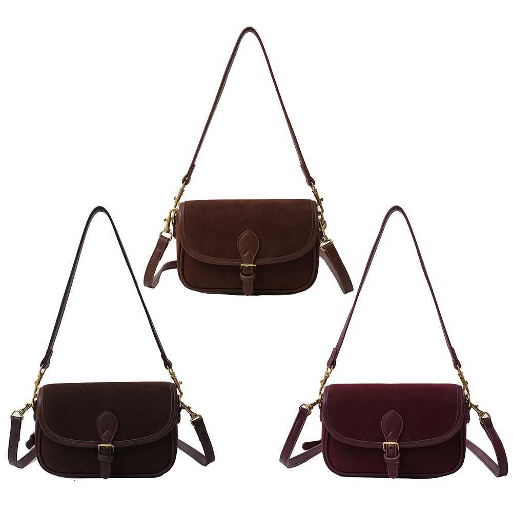 2024 New Fi Luxury Designer Bags for Wen Solid Buckle Shoder Bags Ladies Vintage Suede Underarm Bags Y251211