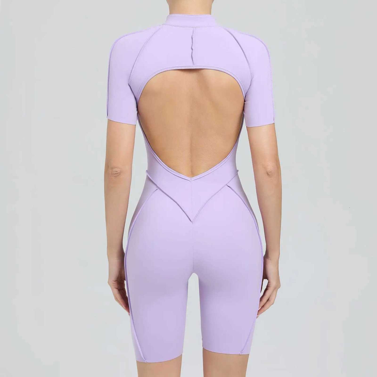 New Seamless Yoga Jumpsuits Sports Fitness Hip-lifting Backless Skinny Zipper One-Piece Workout Clothing Gym Bodysuit for WomenT251211