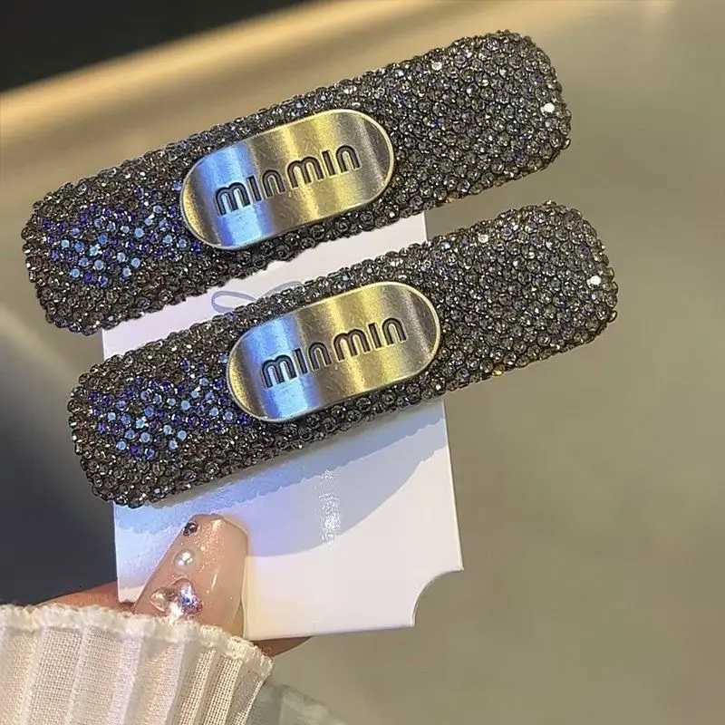 1/2 Pieces 2025 Luxury Fl Crystal Hair Clips Sier Rhinestone Side Clip Korean Style Fashion Barrette for Wen Y251210