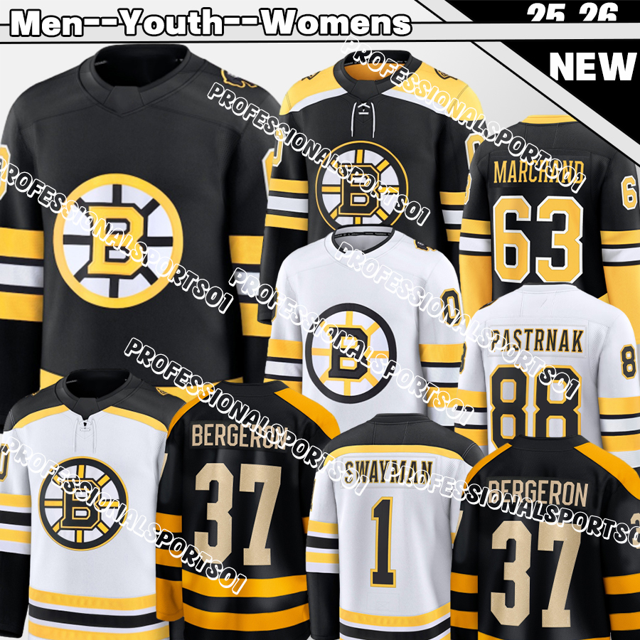 #88 David Pastrnak Jersey #63 Brad Marchand BostonS Bruins Jersey Hampus Lindholm Jeremy Swayman Charlie Coyle Hockey Jerseys 100th anniversary