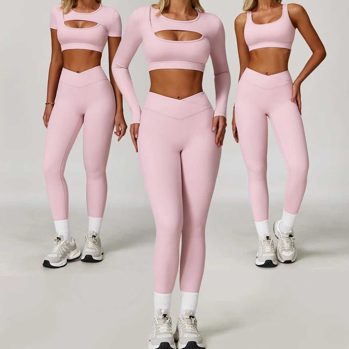 2 Piece Set Yoga Set Women Tracksuit High Waisted Leggings Sports Bra Gym Fitness Long-sleeved training suit Sportswear WorkoutT251211