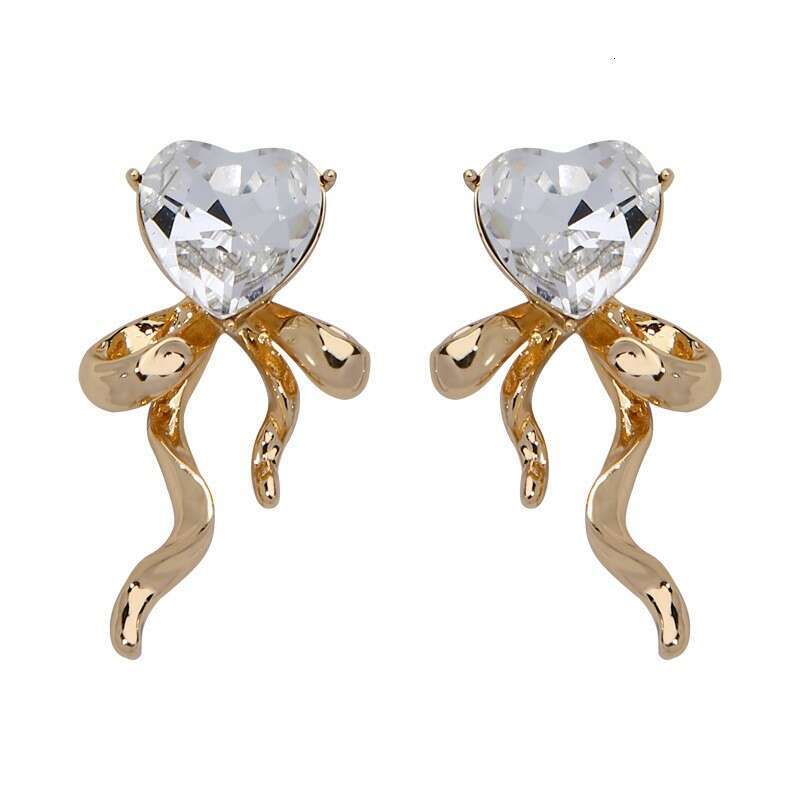 DHcollections Autumn Winter Bowknot Heart Earrings for Women, Unique Design, Elegant 925 Silver Needle Studs, College Style, Exquisite Ear Jewelry