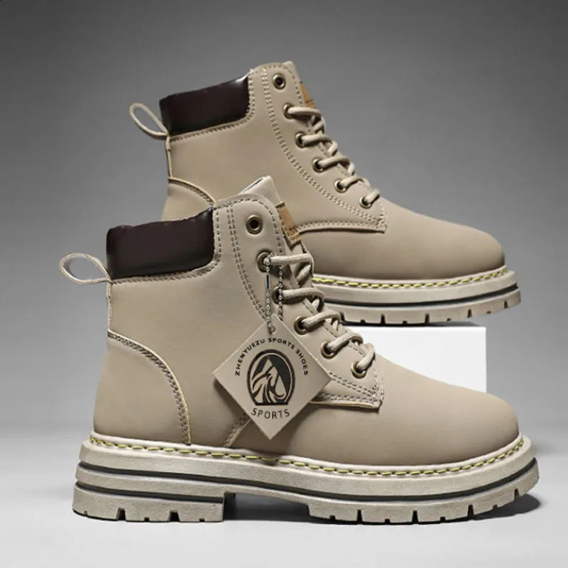 2025High Top Boots Mens Leather Shoes Fashion Motorcycle Ankle Boots for Men Winter Boots Man Shoes Lace-Up Botas Hombre251205