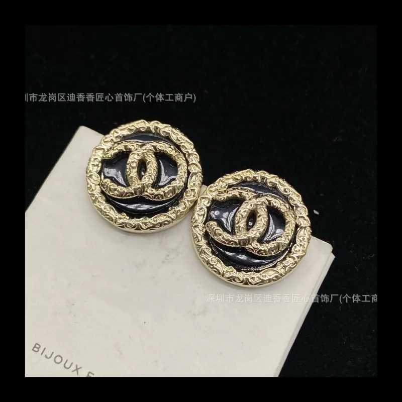Double Black Gold Stud Earrings Retro Fashion High Fem Sier Needle Tide Y251210