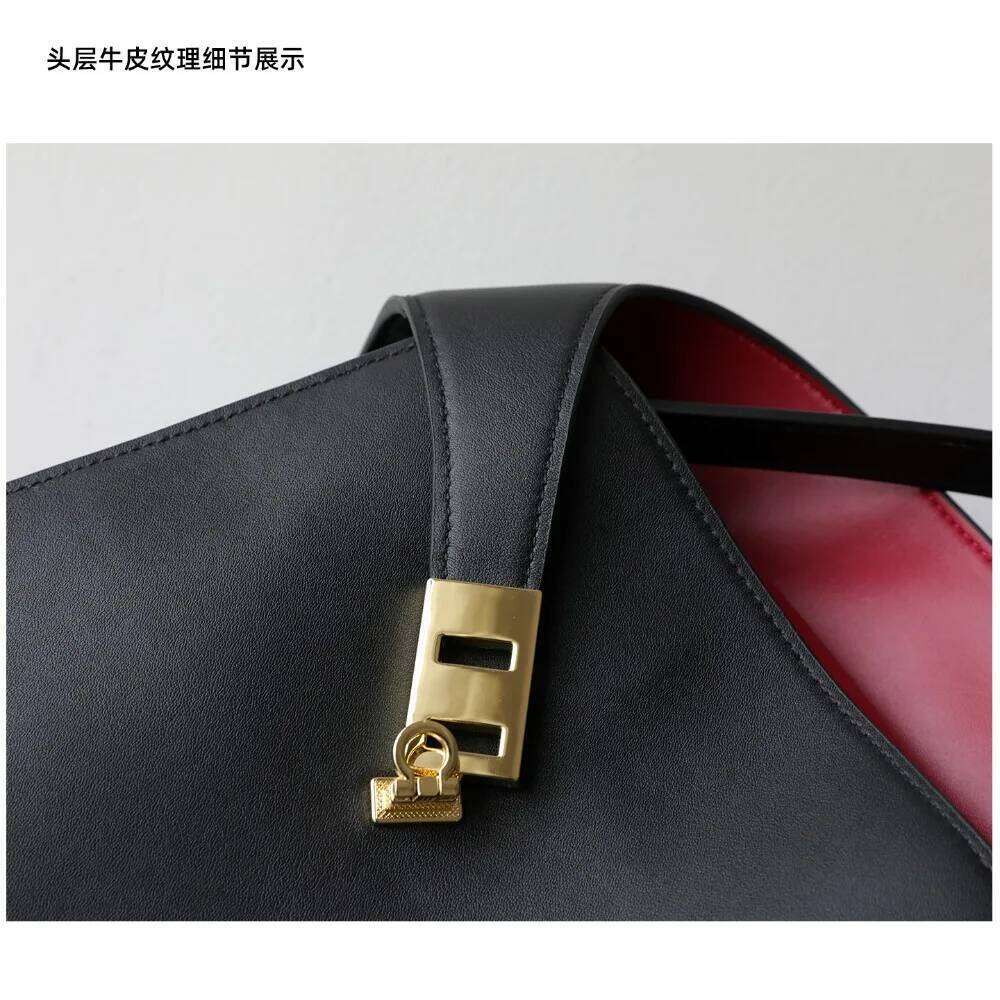 Hot Selling Niche Light Luxury High-End Leather Large-Capacity First-Layer Cowhide Women's Handbag Tote Bag Commuter Leisure Versatile Designer B