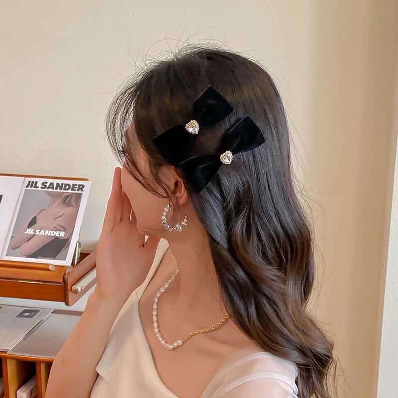 2Pcs Rhinestone Hairpin Girls Cute Bownot Hair Clips Retro Back Side Bangs Hairpin Wens Hair Accories Y251210