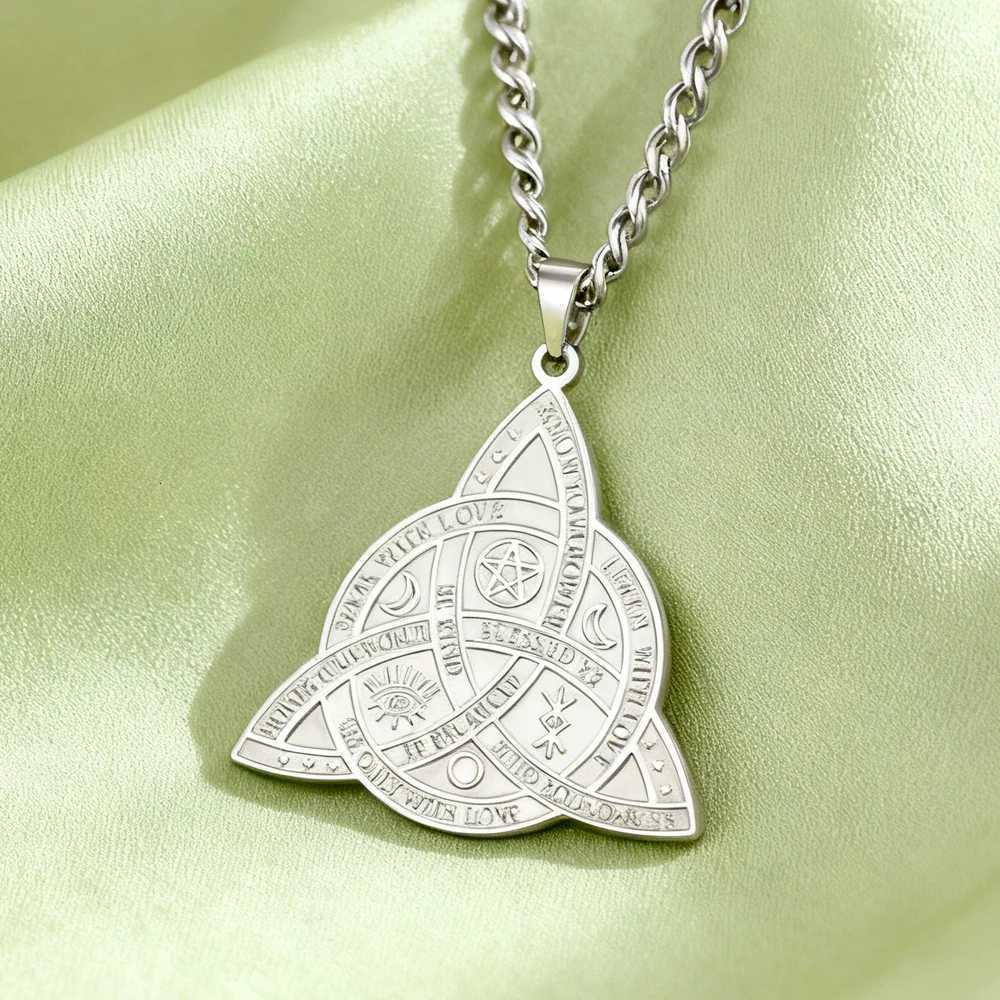 Dawapara Triple Moon Goddess Triquetra Necklace Trinity Knot Pendant Irish Amulet Wiccan Witchcraft Jewelry Stainless Steel M251211