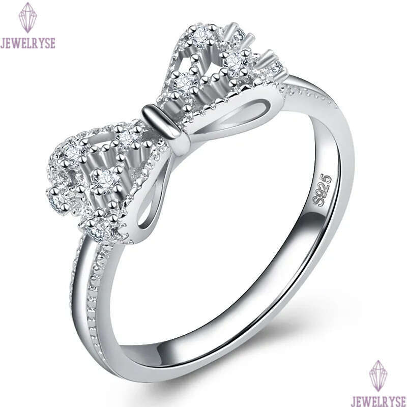 Lovely Bowknot Desiger Band Rings for Women Girls Love Cute Shining Crystal Diamond Bow Ring Jewelry