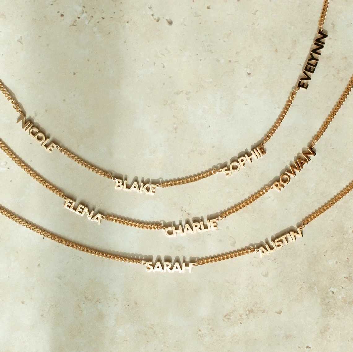 Custom Multiple Names 3mm Cuban Chain Necklace for Women Stainless Steel Personalized Family Members Name Birthday Jewelry Gift M251211