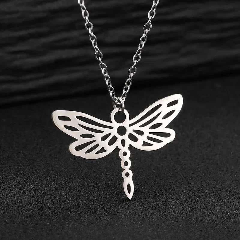 Necklace Stainless Steel Dragonfly Charn Necklace For Women Pendant Stainless Steel Chain Choker Necklaces Party Jewelry Gifts M251211