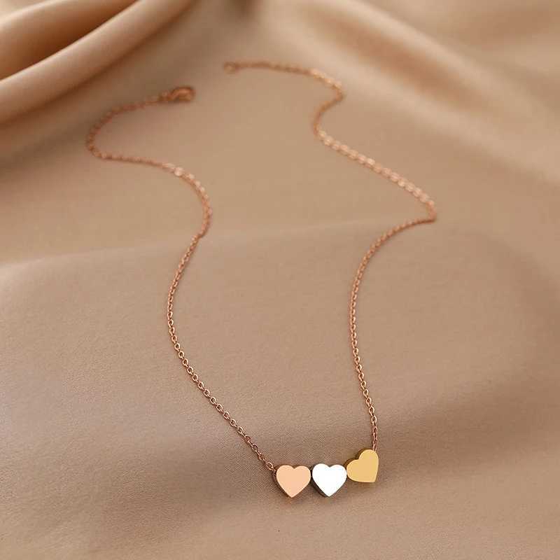 Stainless Steel Necklaces New Trend Sweetheart Gold Color Silver Color Metal Charms Pendants Chains Fashion Necklace For Women M251211