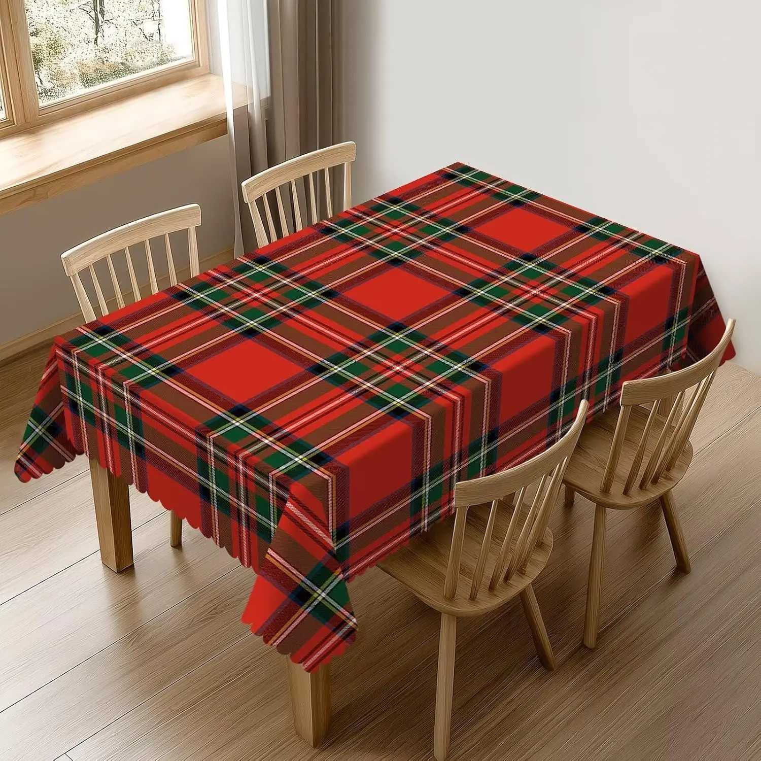 Christmas Red Green Checkered Waterproof Tablecloth Table Decor Winter Xmas Kitchen Dining Tablecloth Christmas Decorations H251211