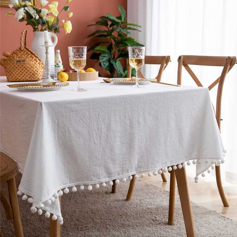 Tablecloth Rectangular Cotton White Coffee Table Living Room Home Decor Table Cloth Wedding Christmas Decoration Table Cover H251211