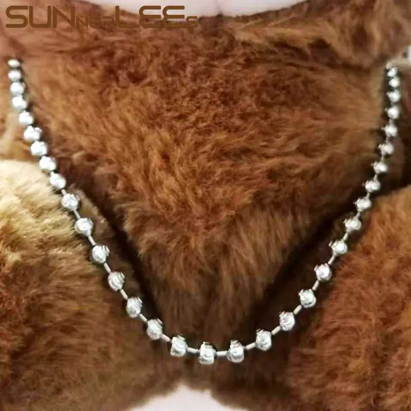 SUNNERLEES Fashion Jewelry White Rose Gold Plated Necklace 4mm 5mm Cutting Beads Link Chain Men Women Gift C79 N M251211