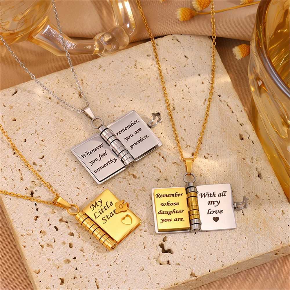 Incredible Daughter Book Necklace Adjustable Chain Book Locket Engraved MESSage My Daughter Necklaces Encouragement Gift M251211