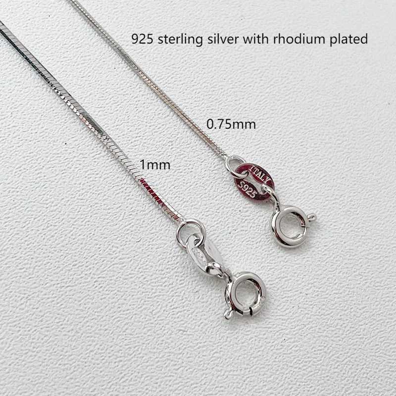 35-80cm 075mm 1mm Thin Real 925 Sterling Silver Rhodium Plated Octagon Snake Chain Choker Necklace Women Girls Jewelry Gift M251211