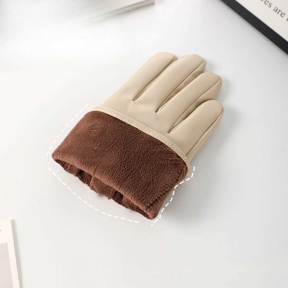 Winter Warm Pu Leather Gs Wen Cute Thick Outdoor Cycling Driving Windproof Cold-Proof Gs Touchscreen Gs Y251210