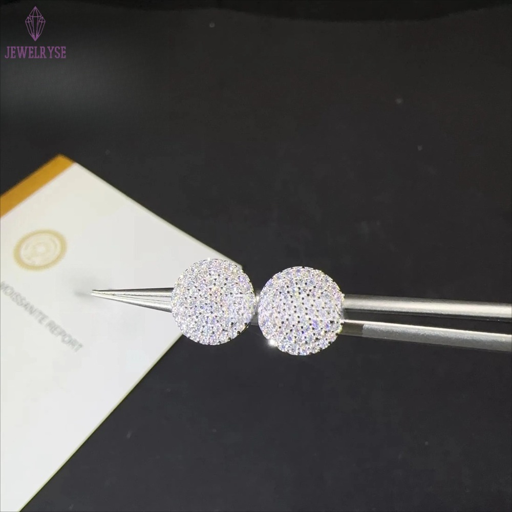 Drop Shipping iced out hip hop sterg sier Sier White Gold Plated screw back moissanite Dia Stud Earrings Men