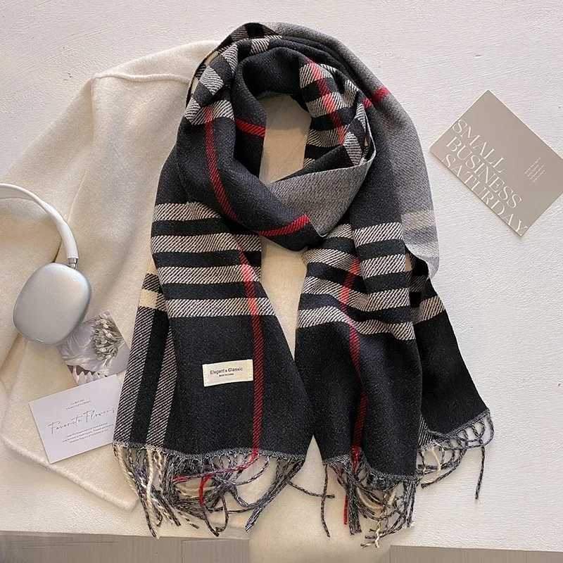 2025 New Unisex Bufanda Scarf Warm Thick Plaid Fringe Shawl Wrap Soft Cashmere-like for Autumn Winter Fashion Free Shipping Y251211
