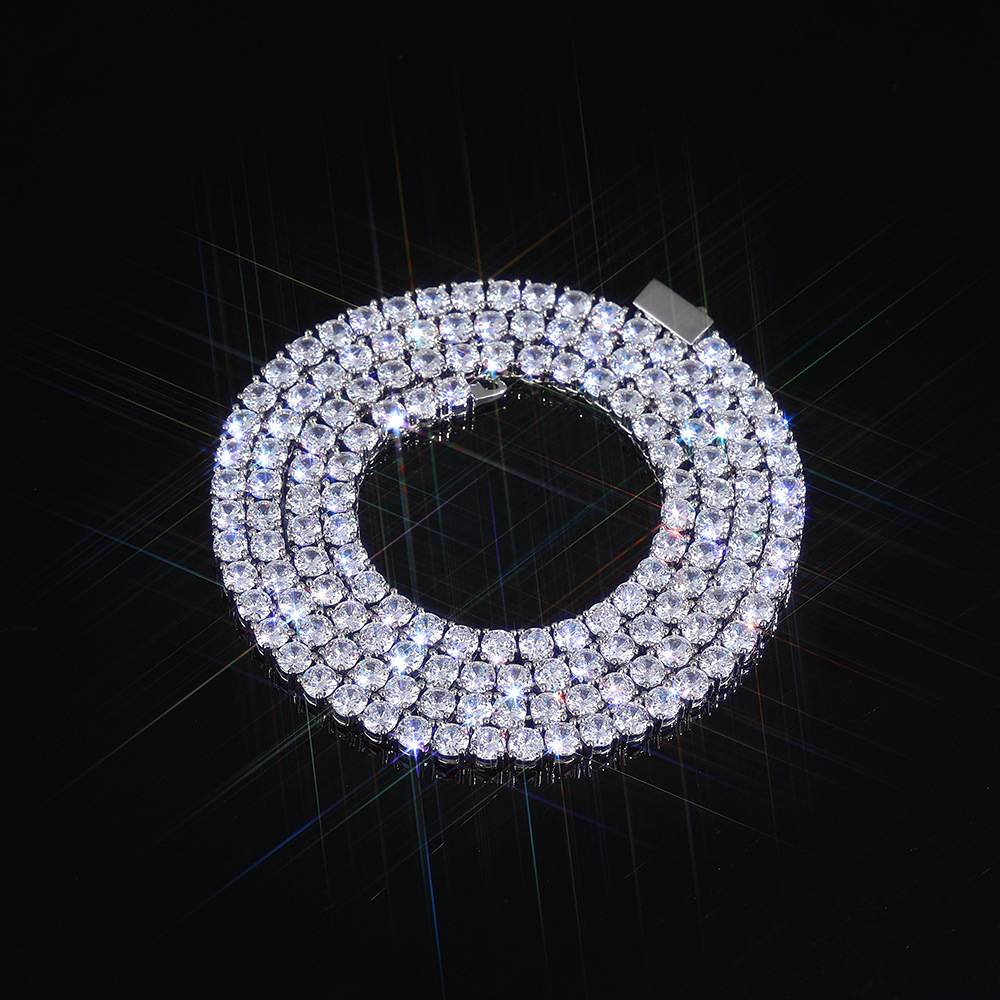 High Quality Bagguette Tennis Chain 5mm D VVS 925 Sterling Silver Moissanite Tennis Chain