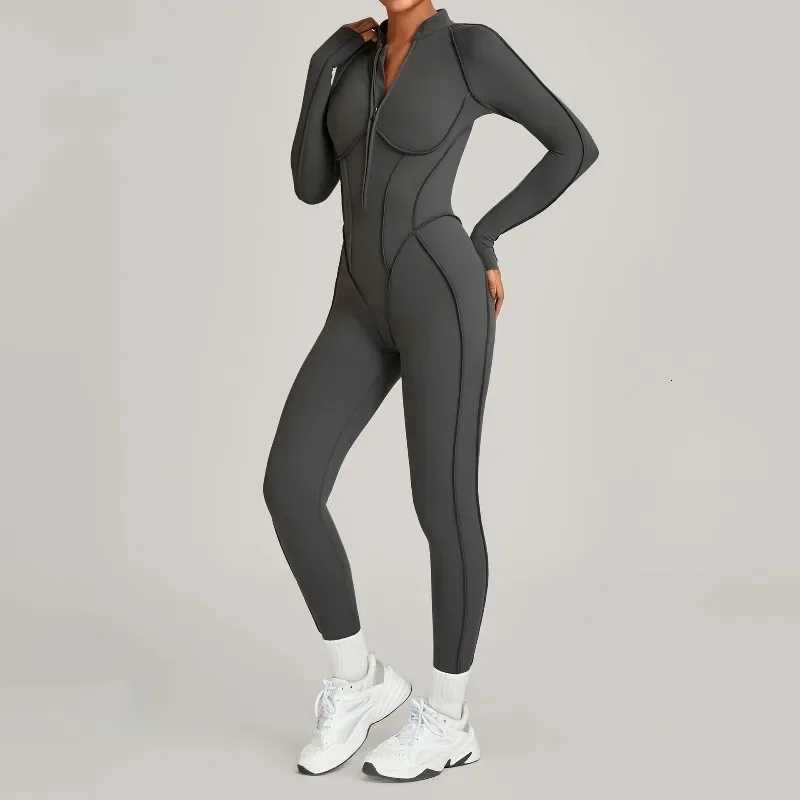 Womens Yoga Jumpsuits One-piece Sports Long-Sleeved Winter Hip-lifting Slimming Outdoor Gym Workout Leisure Fitness BodysuitsT251211