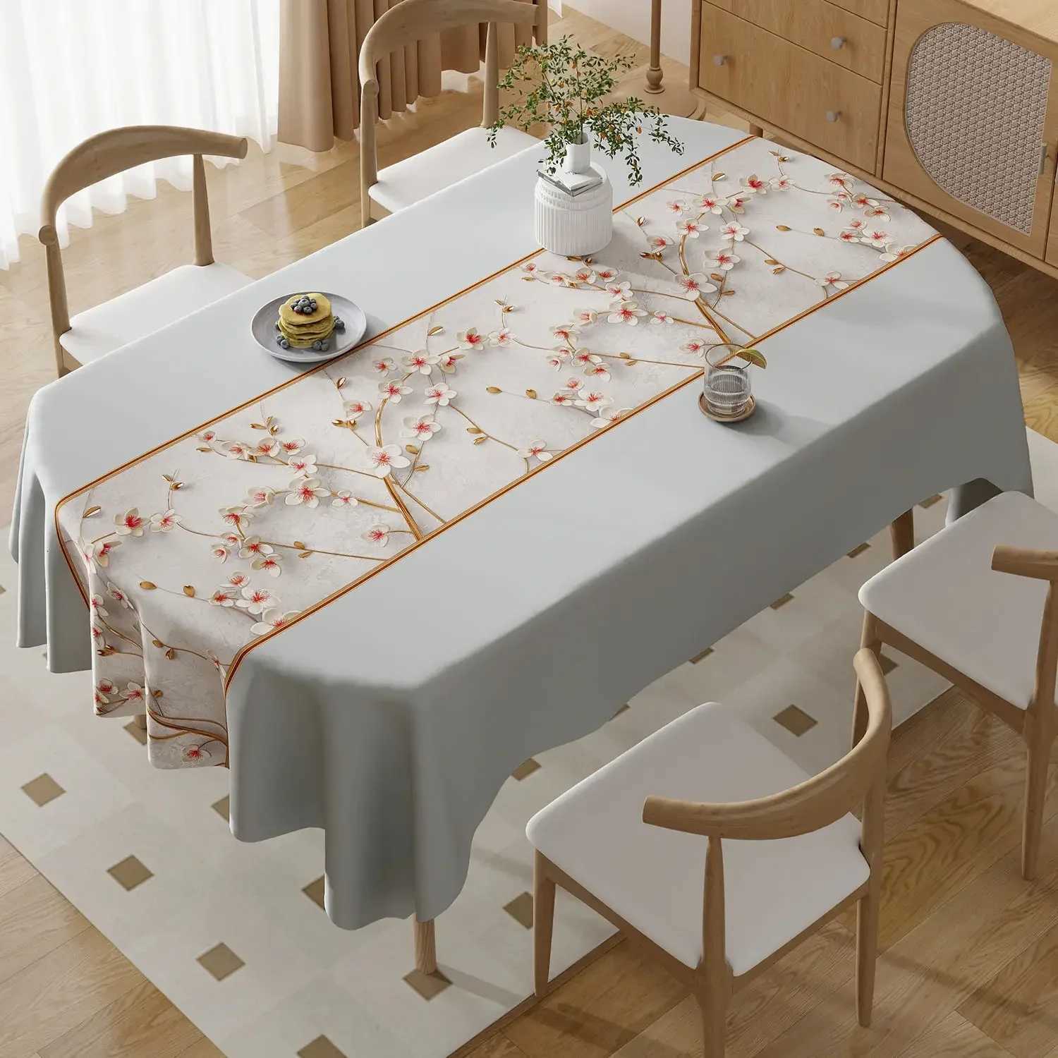 Square Printing Tablecloth No Wash Oil Proof Waterproof Heat-resistant PVC Table Mat Home Banquet Coffee Table Decor H251211